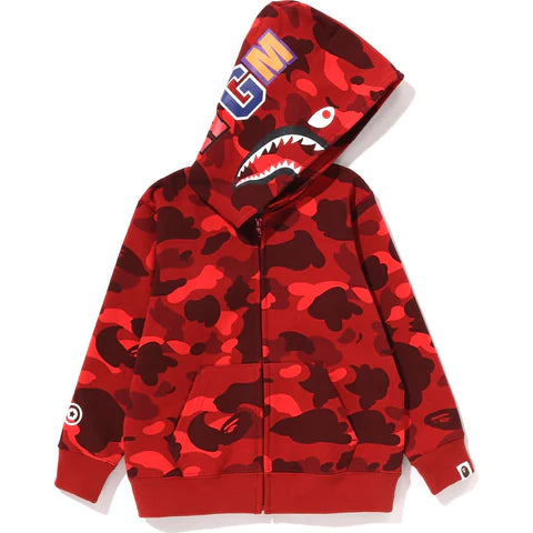 Kids Color Camo Shark Hoodie Red