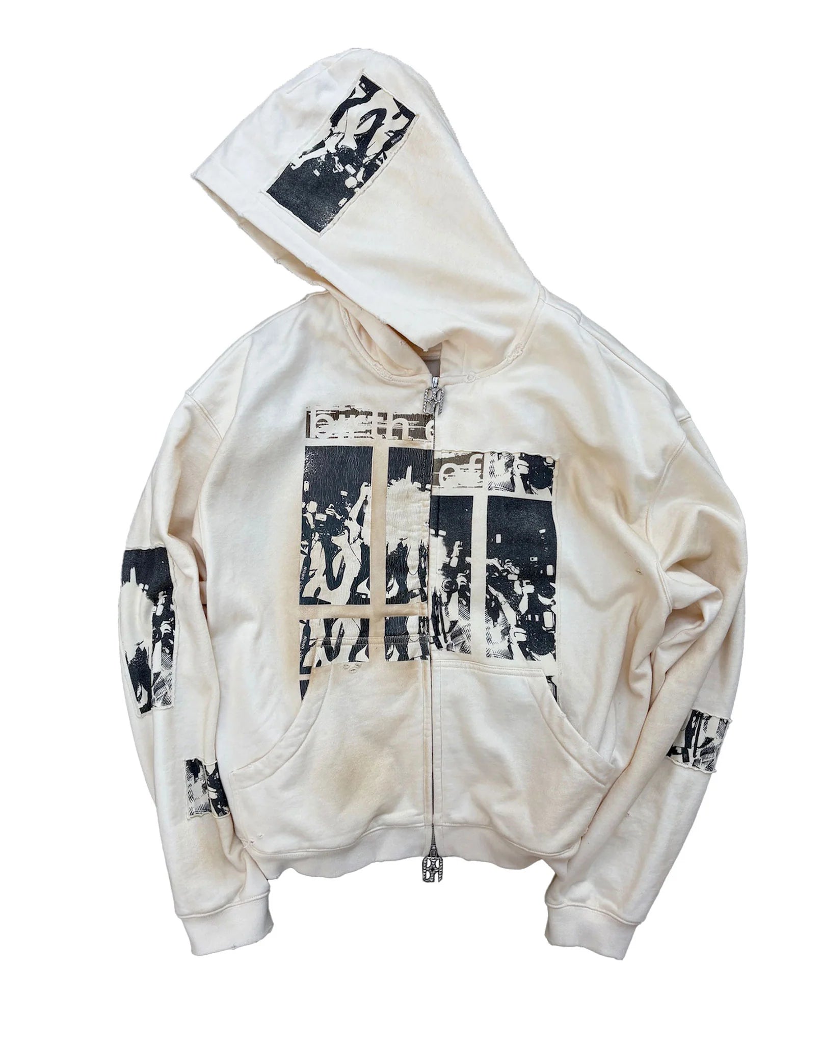 Flash Light Hoodie in White/Cream Zip Up