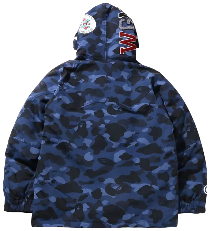 Navy Color Camo Shark Snowboard Down Jacket
