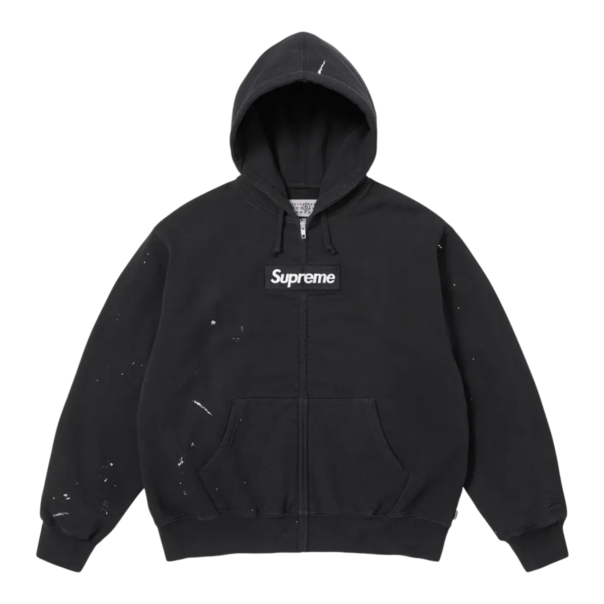 MM6 Maison Margiela Box Logo Zip Up Hooded Sweatshirt 'Black'