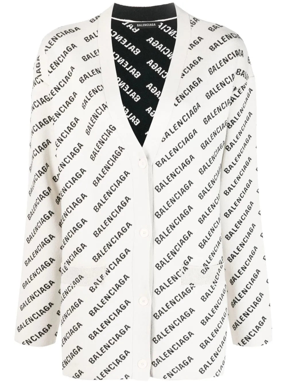 Mini Allover Logo Cardigan Chalk White Black