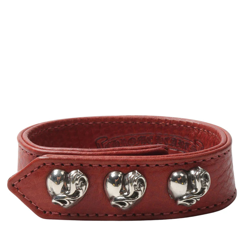 Red Heart Leather Strap Bracelet