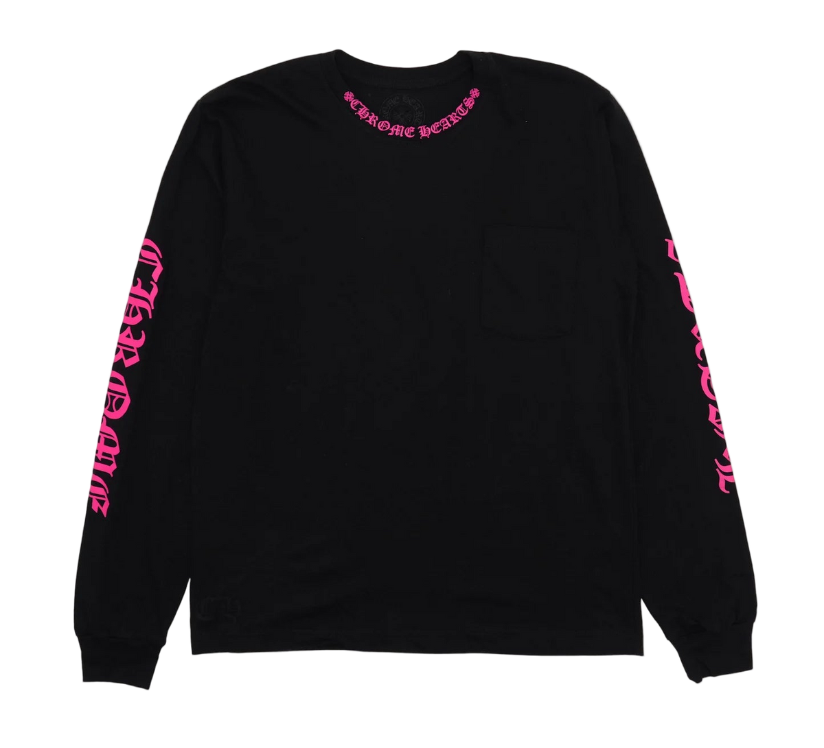 Pink Pocket Neck Logo Longsleeve Tee