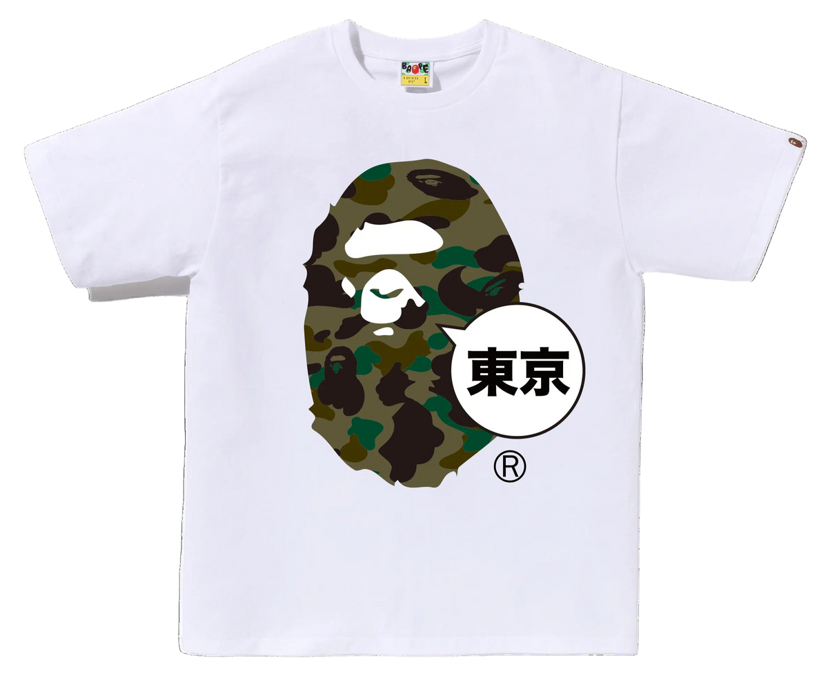 1ST Camo Tokyo Ape Head Tee White/Green