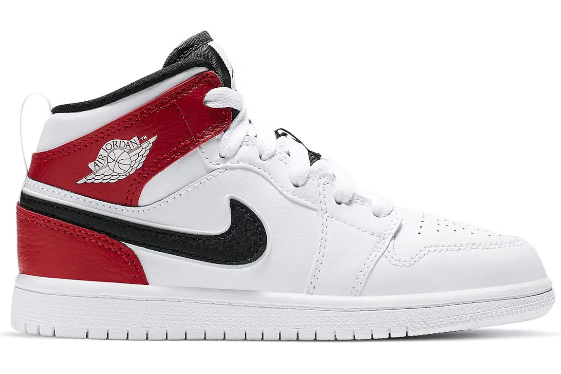 Jordan 1 Mid White Black Gym Red (PS)