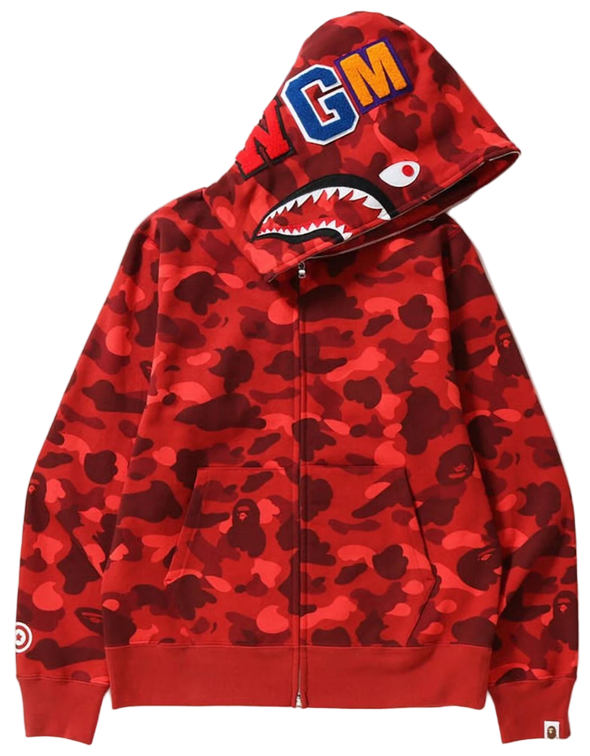 Color Camo Shark Full Zip Hoodie Red