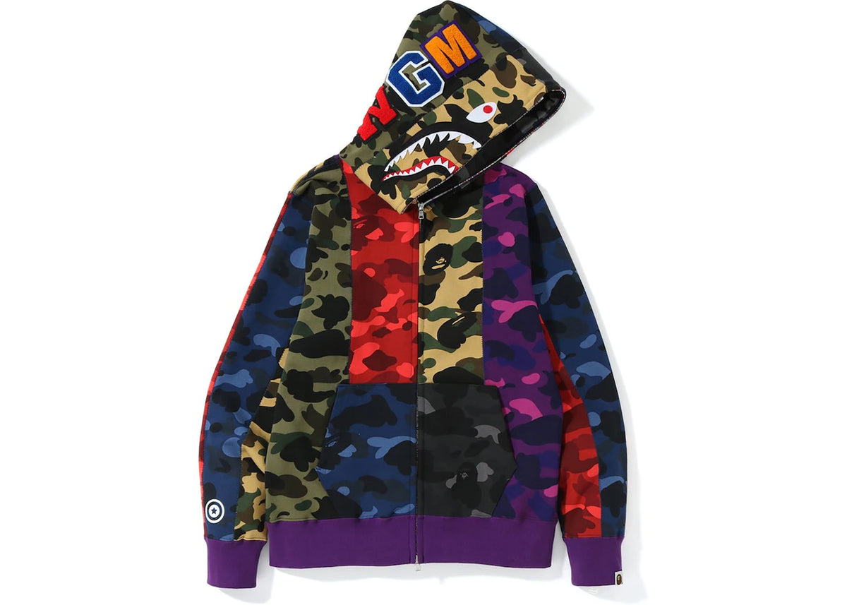 Mix Camo Crazy Shark Full Zip Hoodie Multi