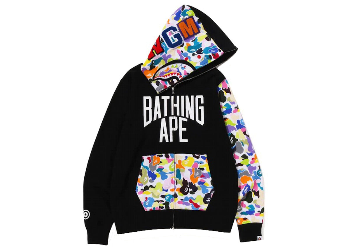 Multi Camo NYC Logo Shark Full Zip Hoodie Black