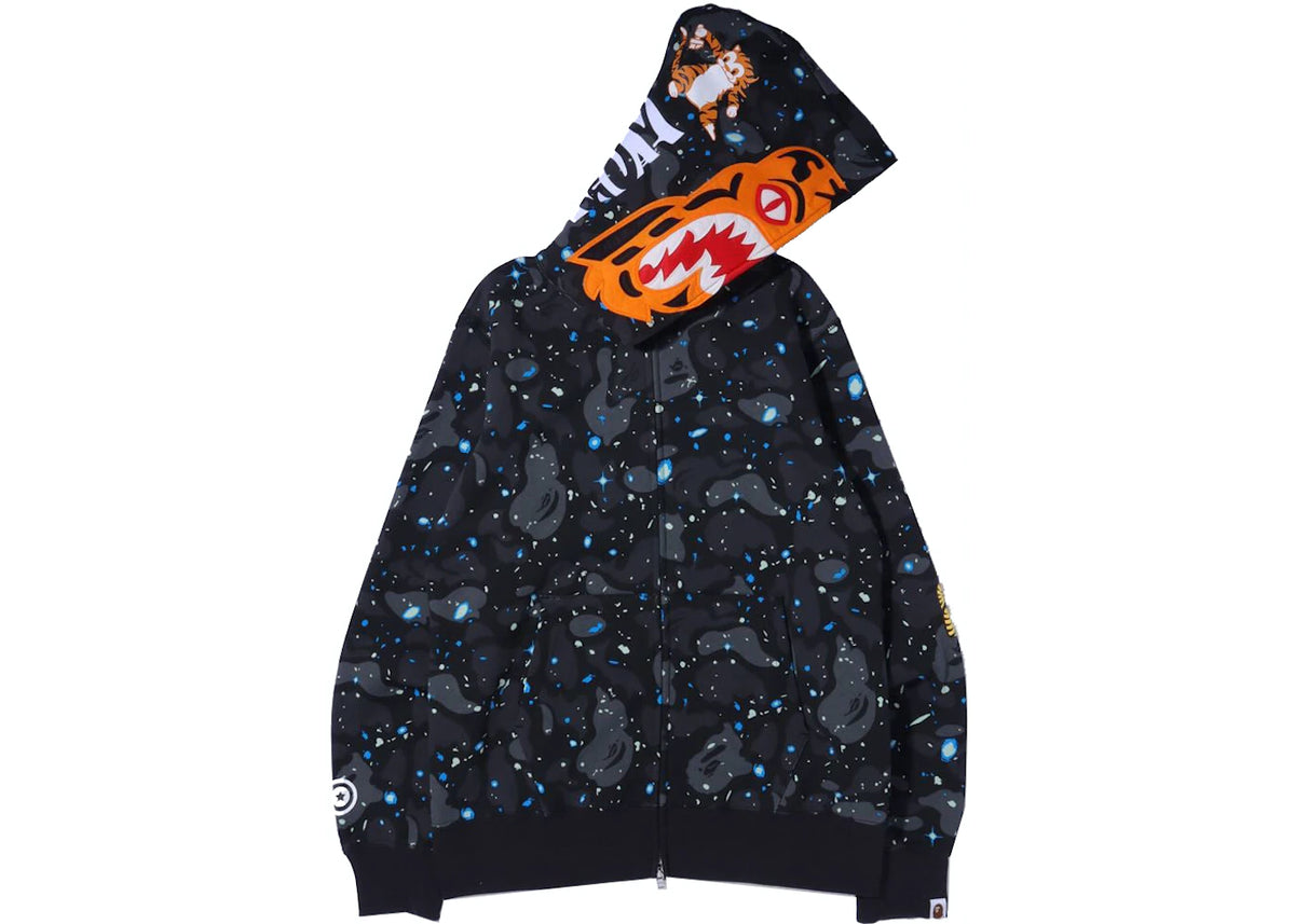 Space Camo Tiger Full Zip Hoodie Black