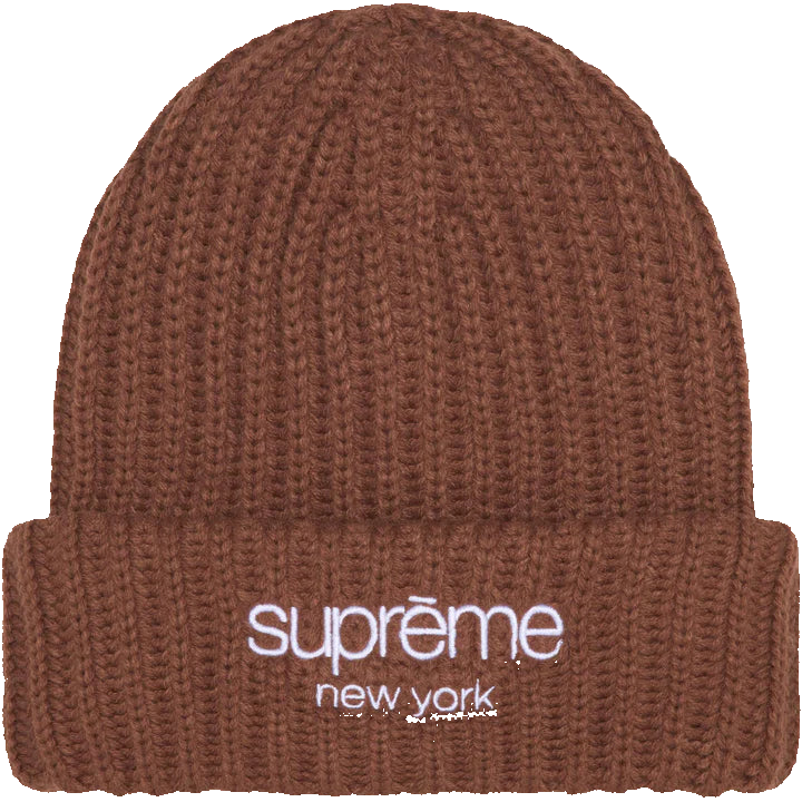 Chunky Rib Classic Logo Beanie Brown