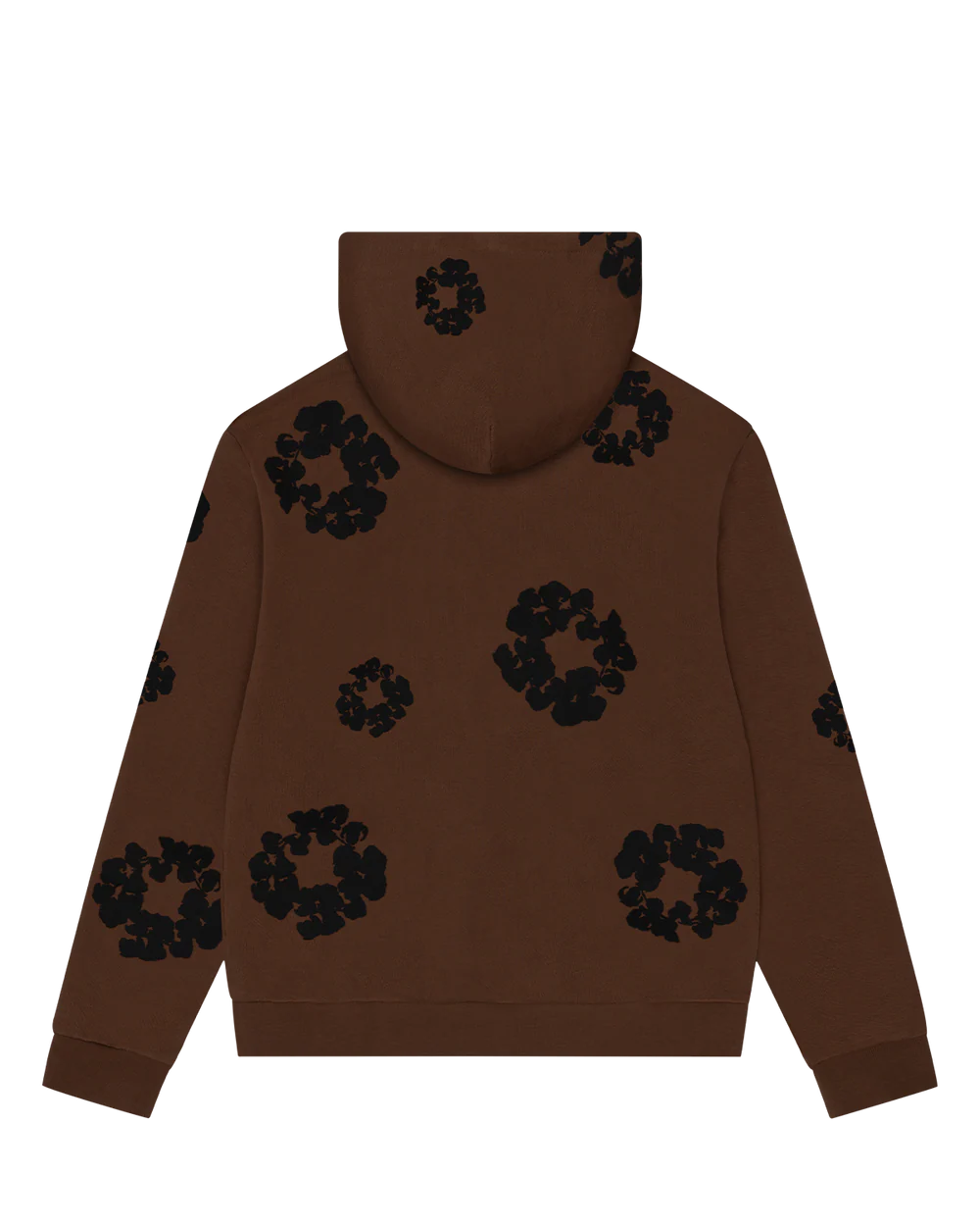 Black Cotton Wreath Hoodie Brown