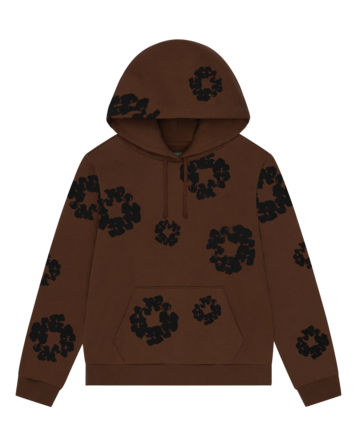 Black Cotton Wreath Hoodie Brown