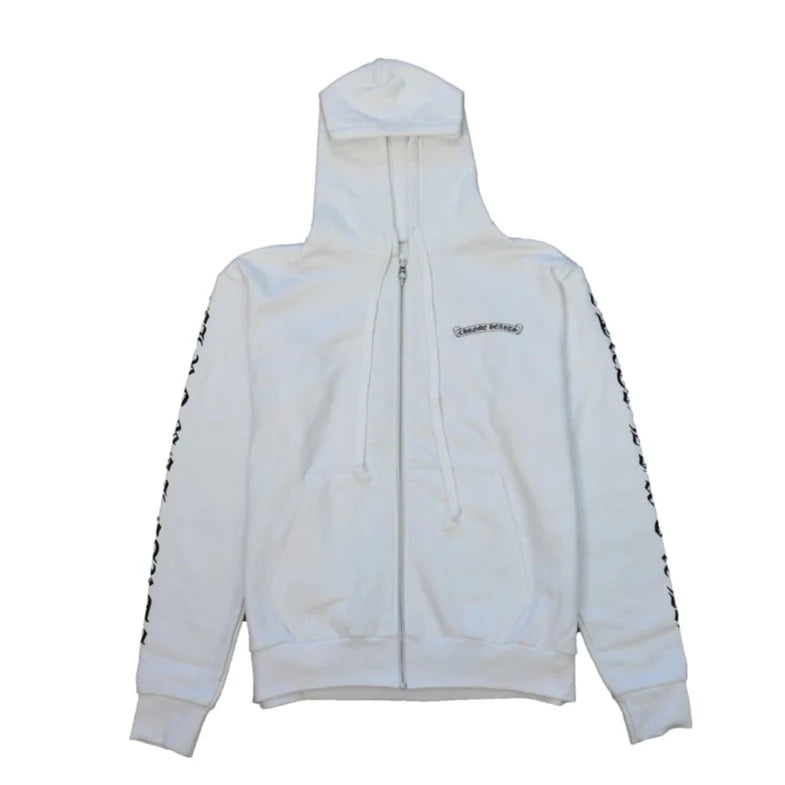 Scroll Logo Zip-Up Hoodie White