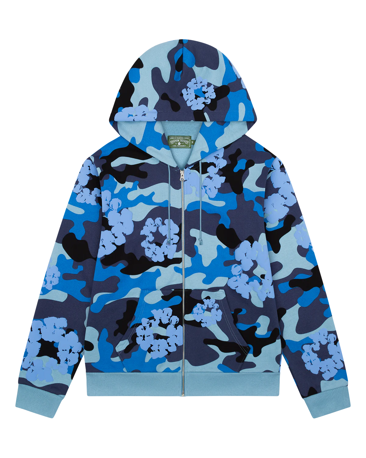 The Cotton Wreath Zip Hooded Sweatshirt Blue Camo