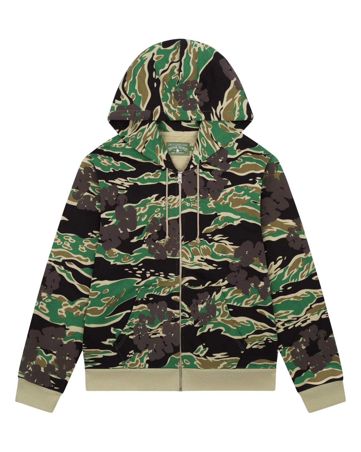 The Cotton Wreath Zip Hooded Sweatshirt Green Camo