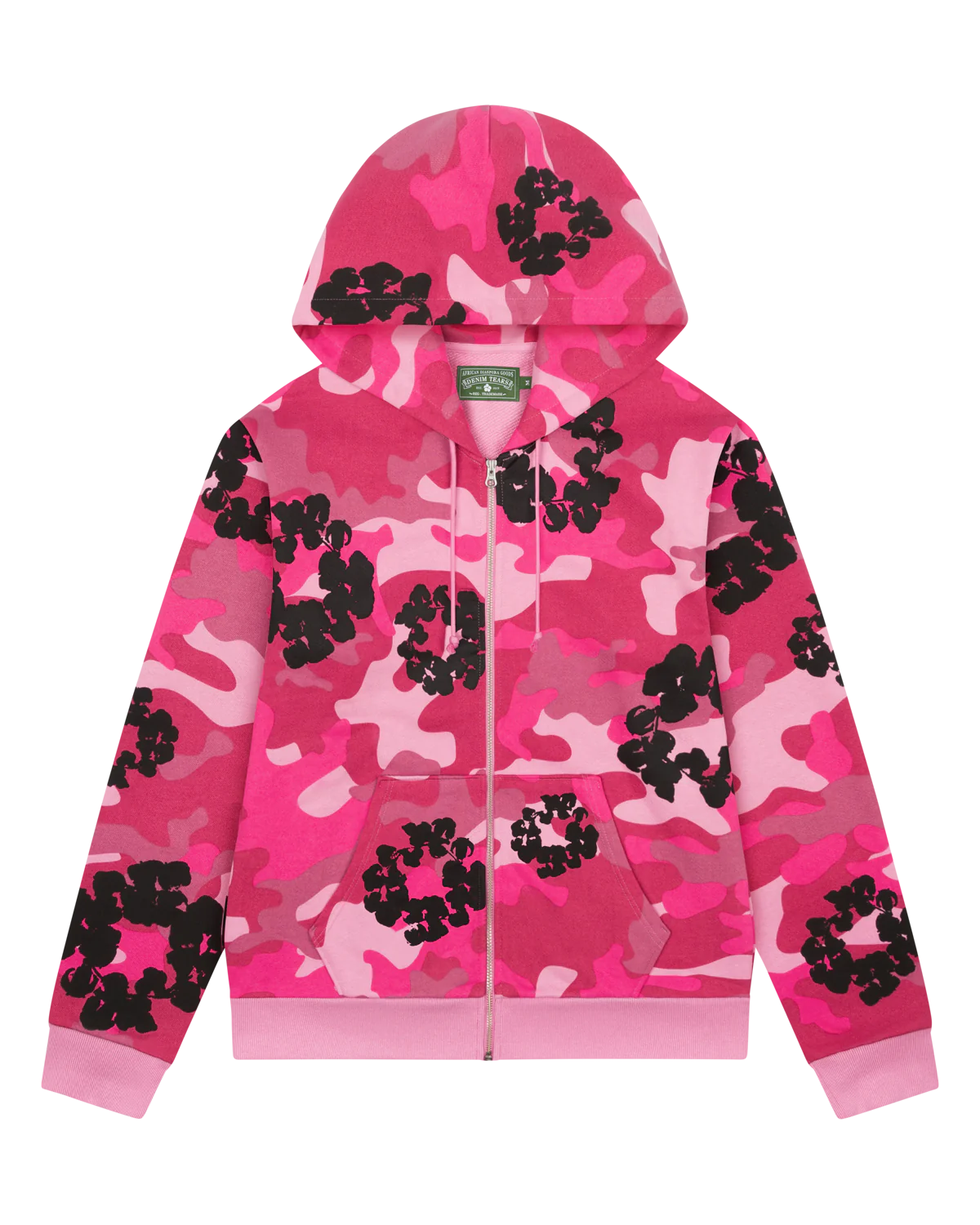 The Cotton Wreath Zip Hooded Sweatshirt Pink Camo