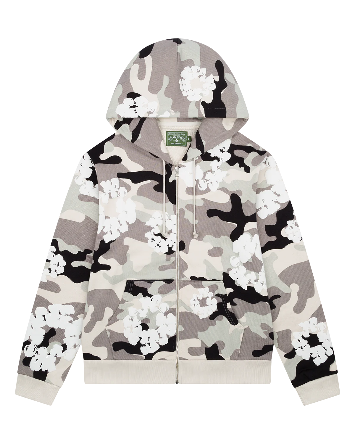 The Cotton Wreath Zip Hooded Sweatshirt White Camo