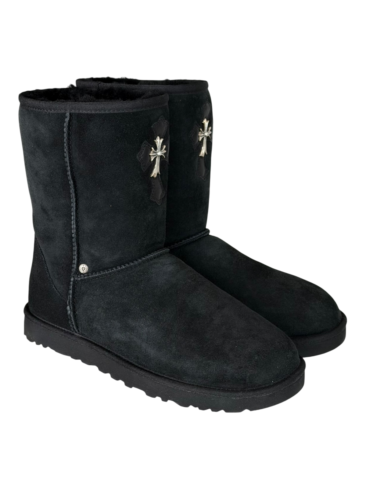 Ugg Cross Pendant Leather Patch Fur Lined Boots