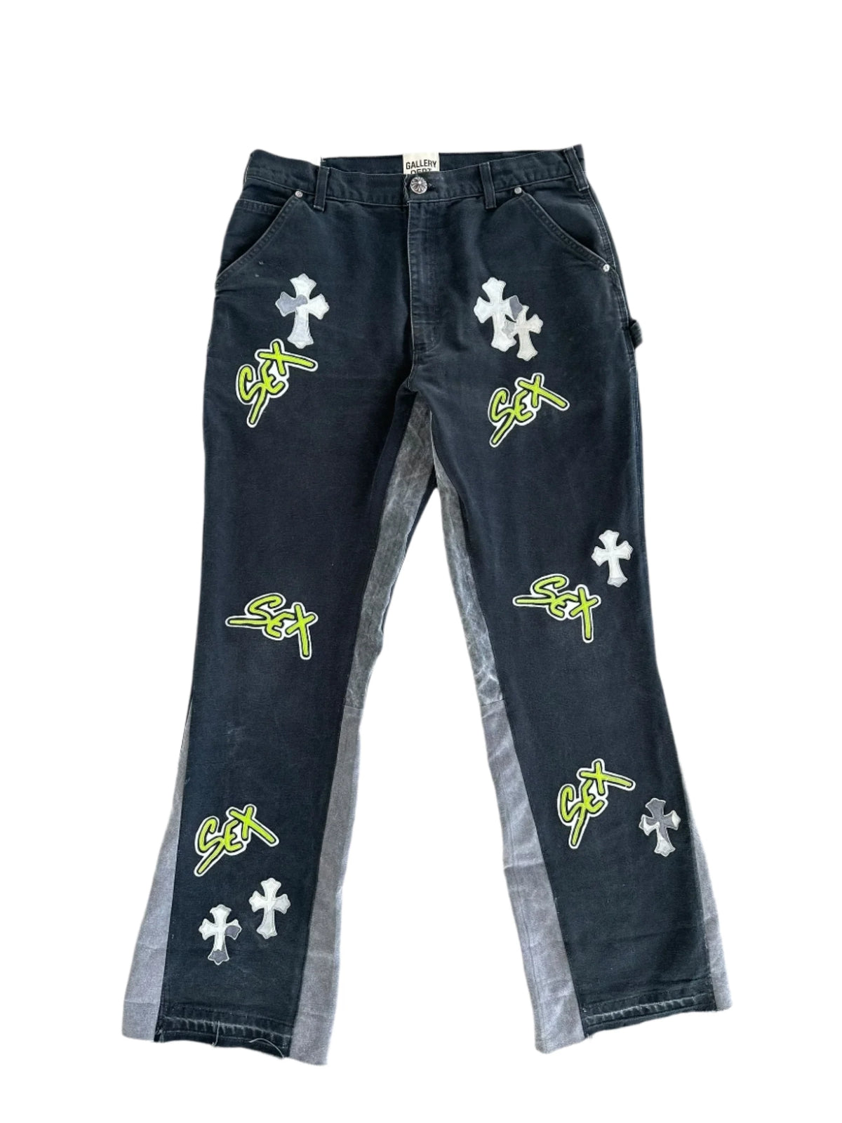 Chrome Hearts Gallery Dept Black Sex Records Cross Patch Flared Jeans