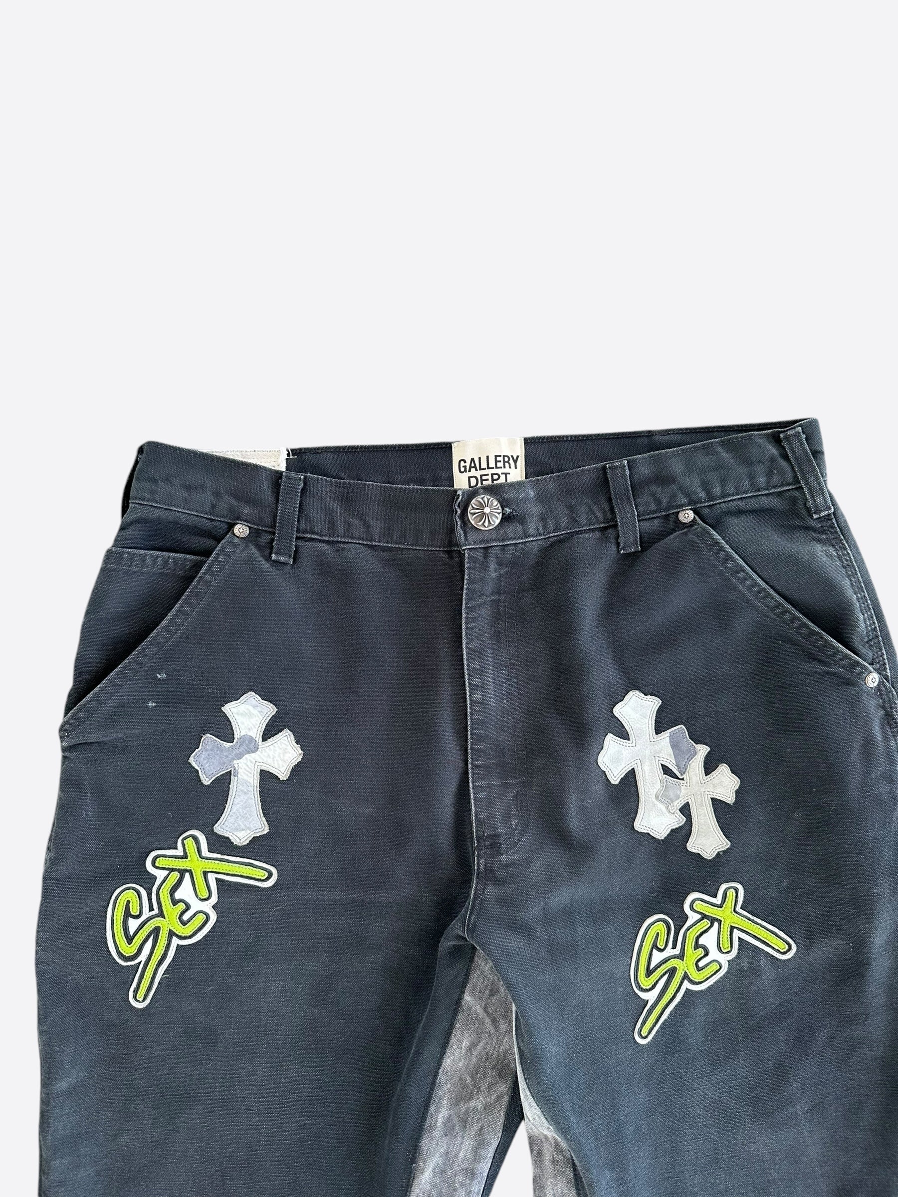 Chrome Hearts Gallery Dept Black Sex Records Cross Patch Flared Jeans