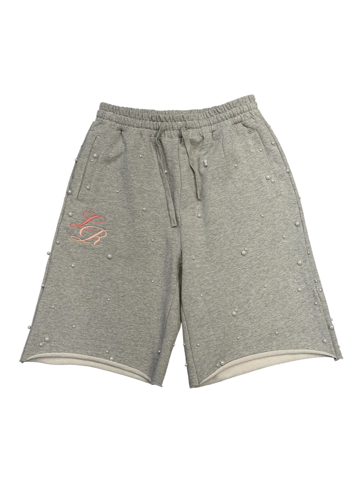Grey Baggy Pearl Sweat Shorts