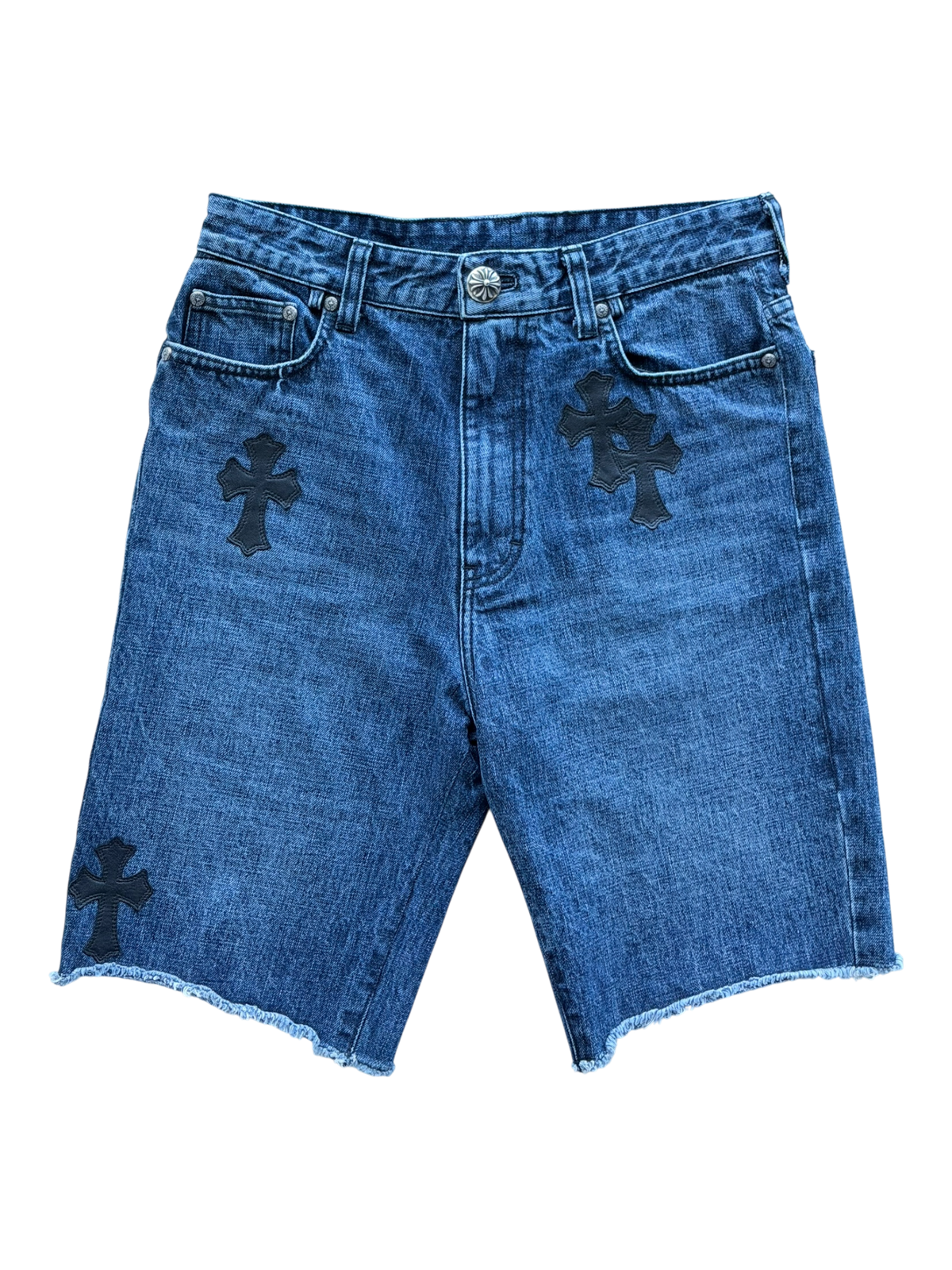 Denim Black Cross Patch Shorts
