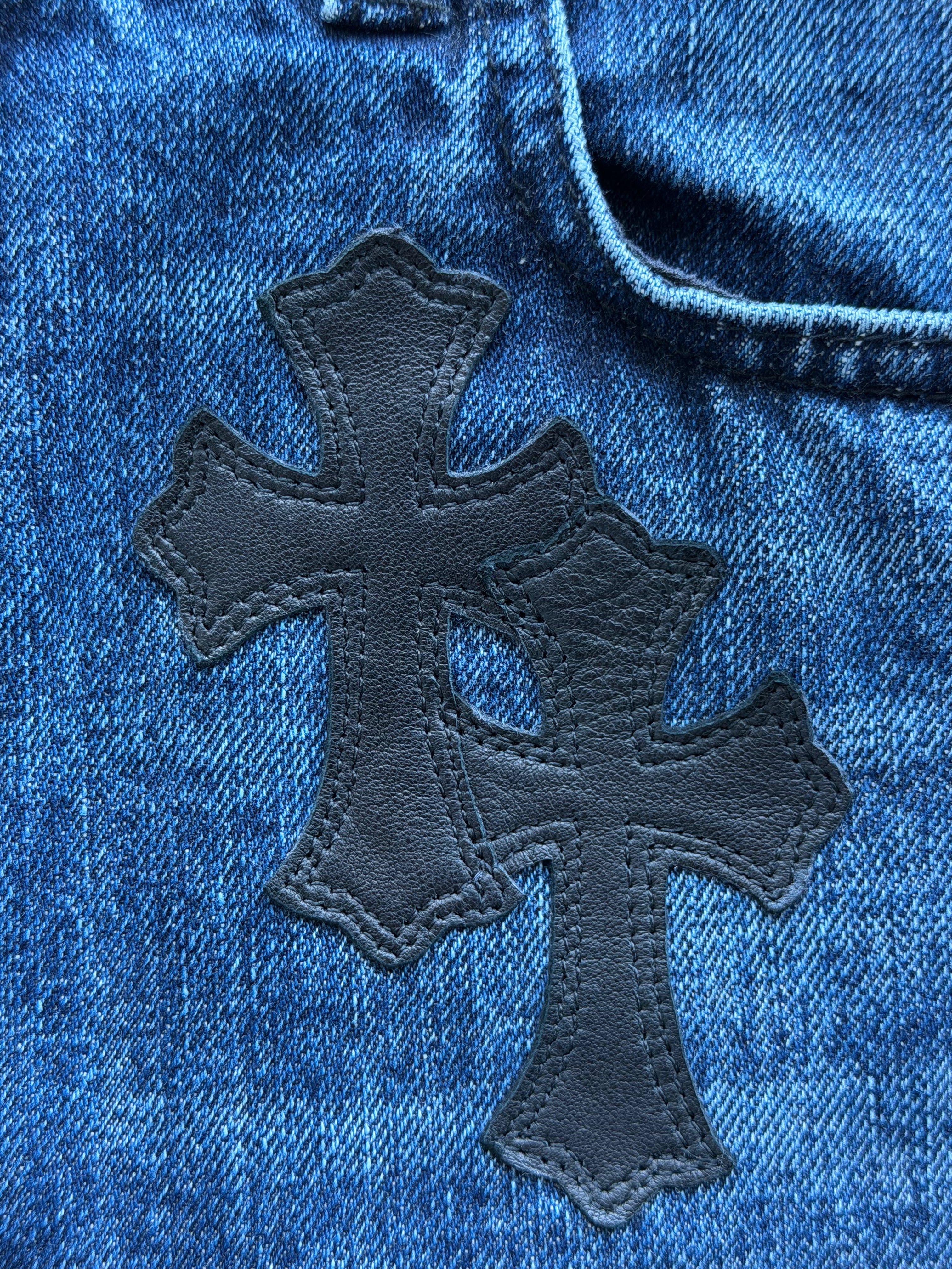 Denim Black Cross Patch Shorts