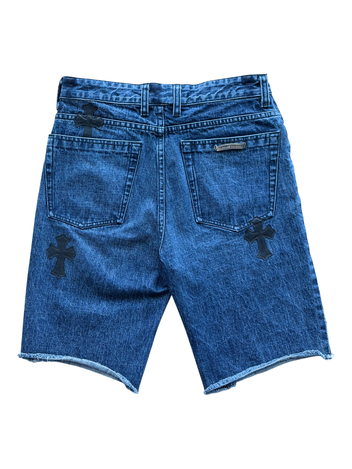 Denim Black Cross Patch Shorts