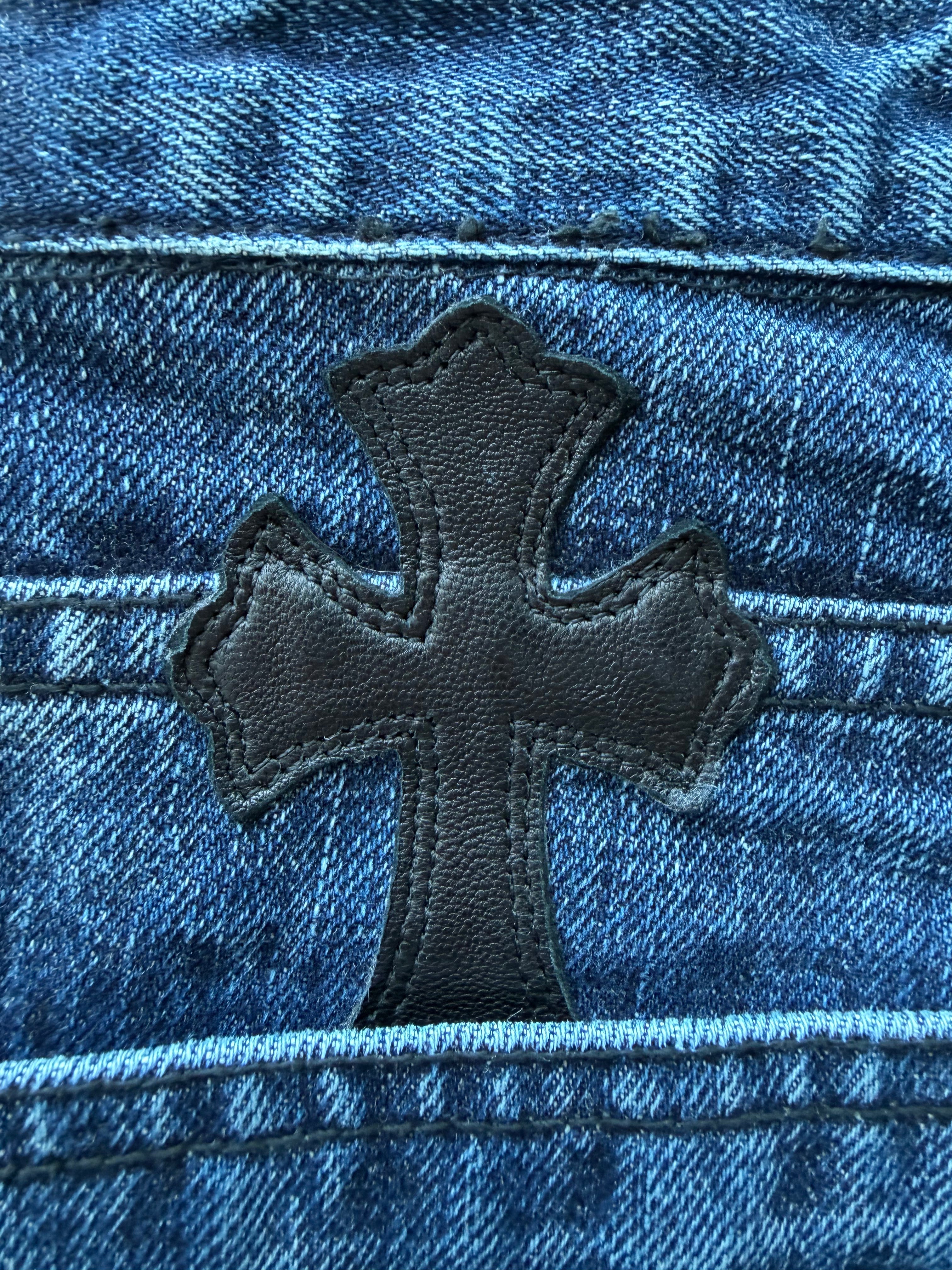 Denim Black Cross Patch Shorts