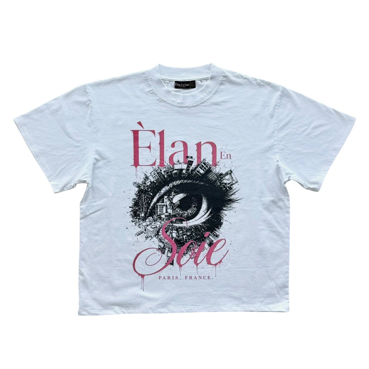 Story Eye Distressed Tee White