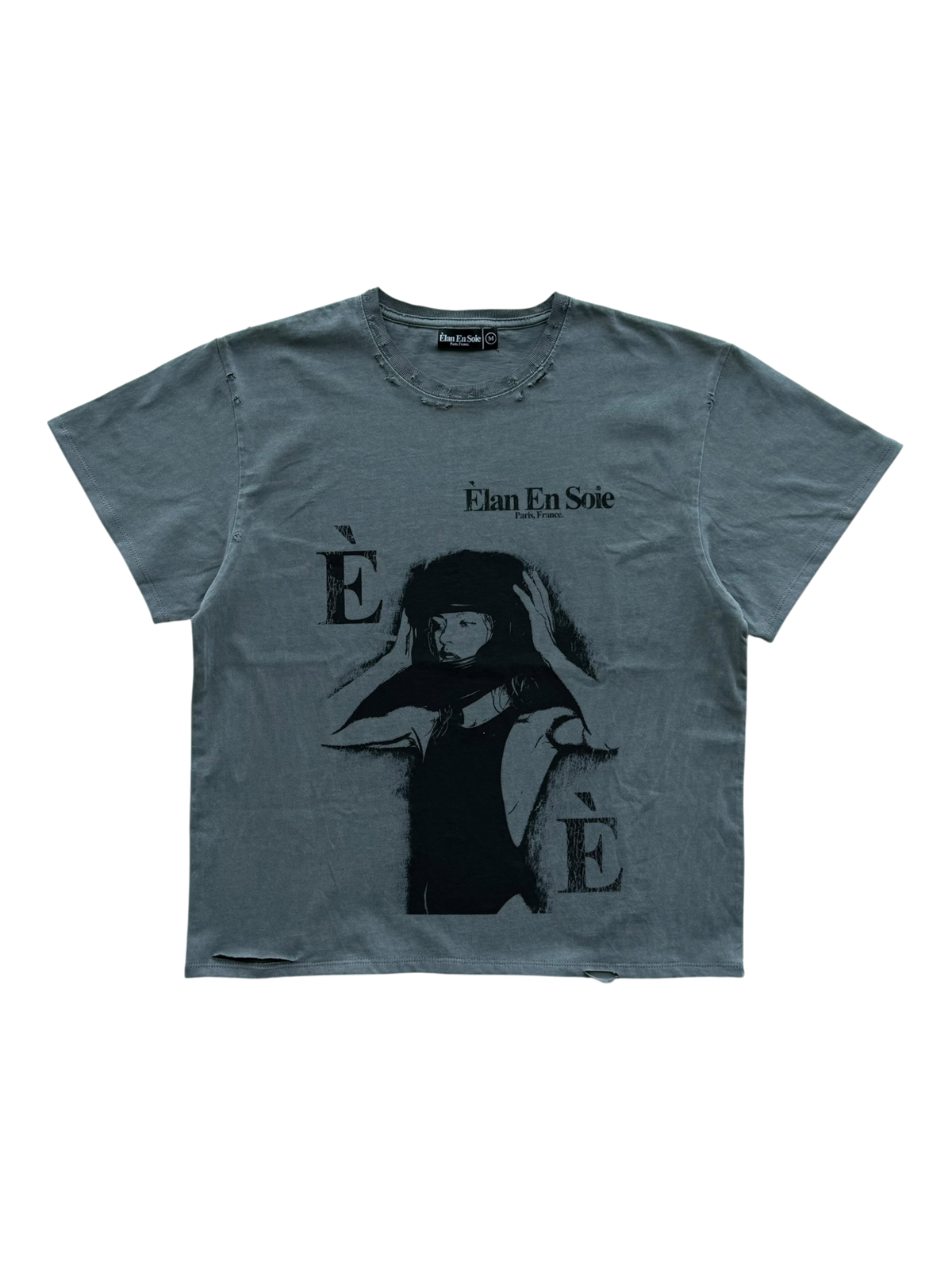Moto Helmet Distressed Tee Grey