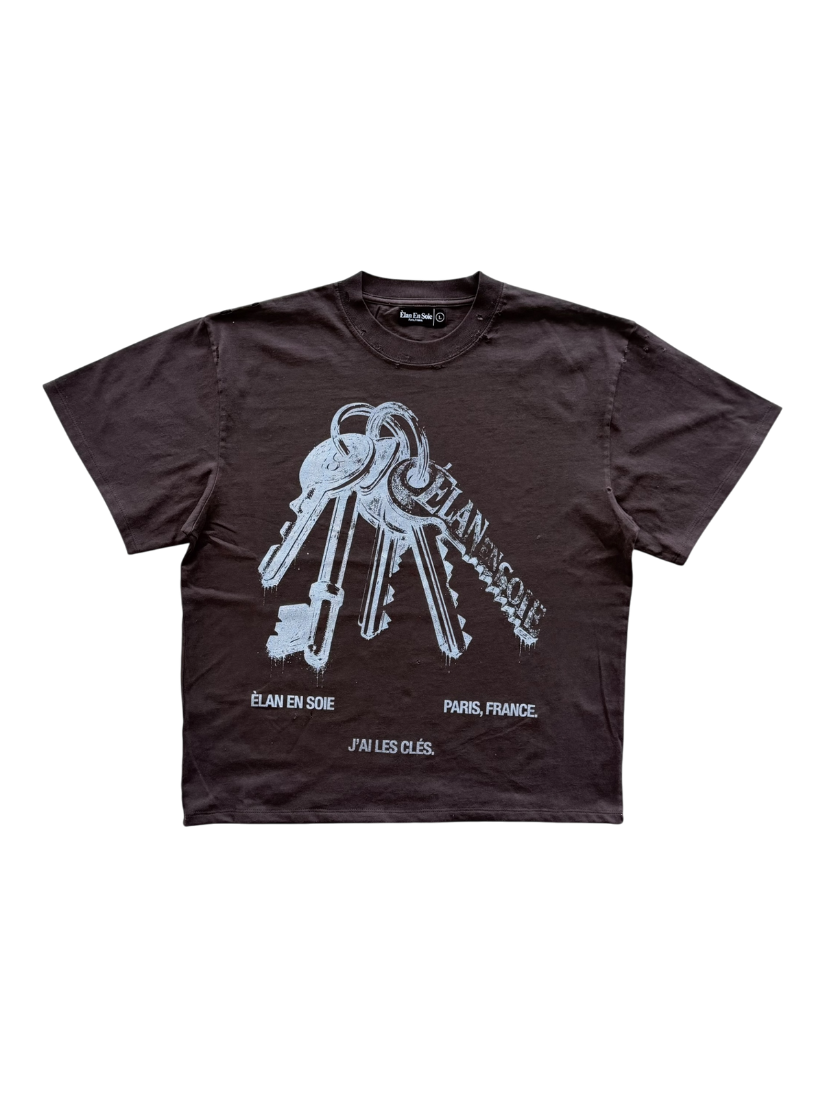 Master Key Distressed Tee Brown