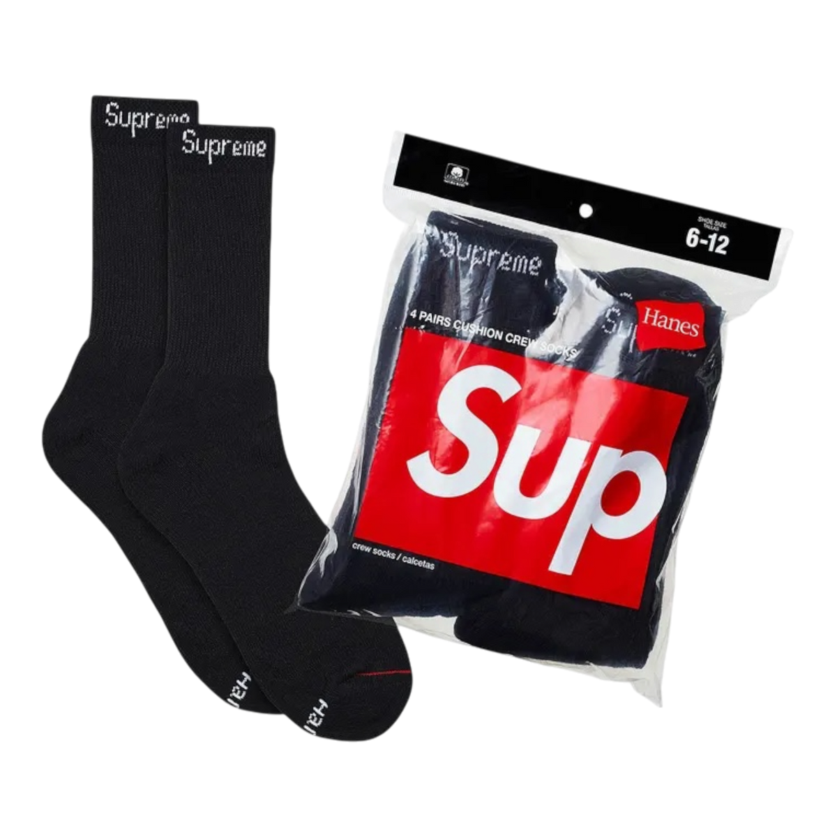 Hanes Socks (4 Pack) Black
