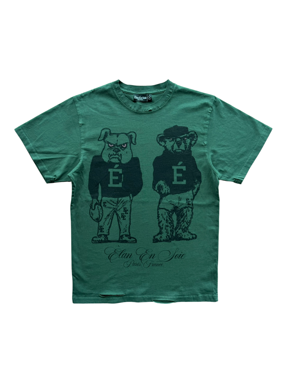 Varsity Bulldog Distressed Tee Forest Green