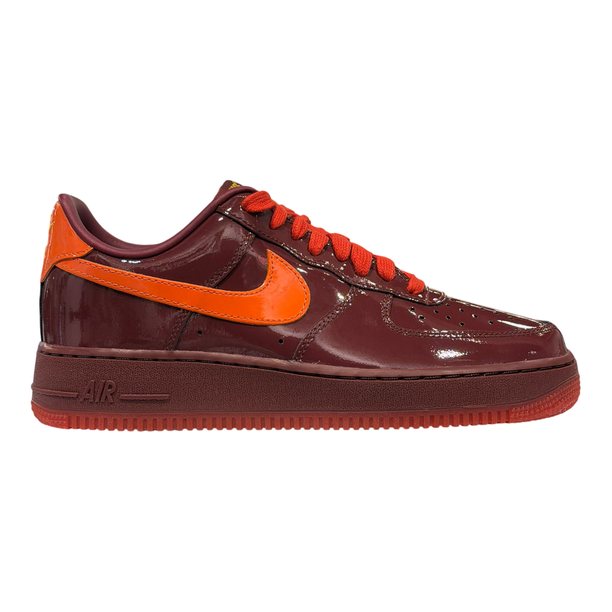 Air Force 1 Low Patent Leather Dark Team Red Safety Orange