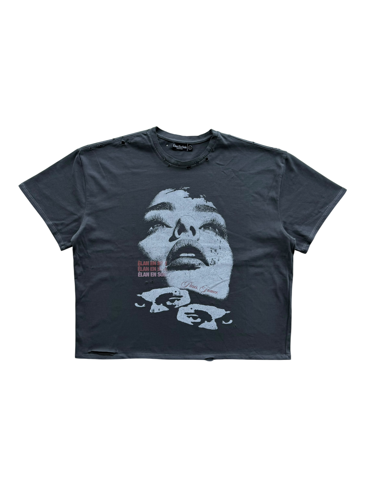 Sara Distressed Tee Washed Black