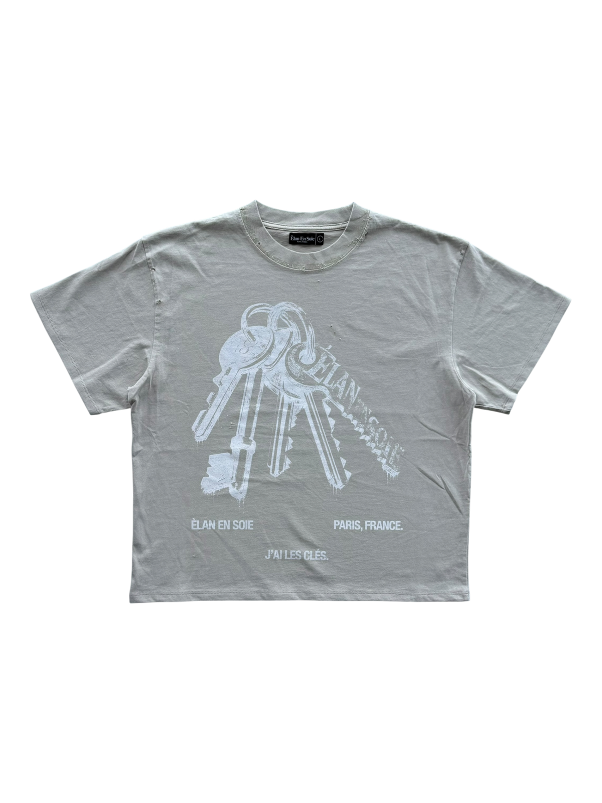 Master Key Distressed Tee Beige