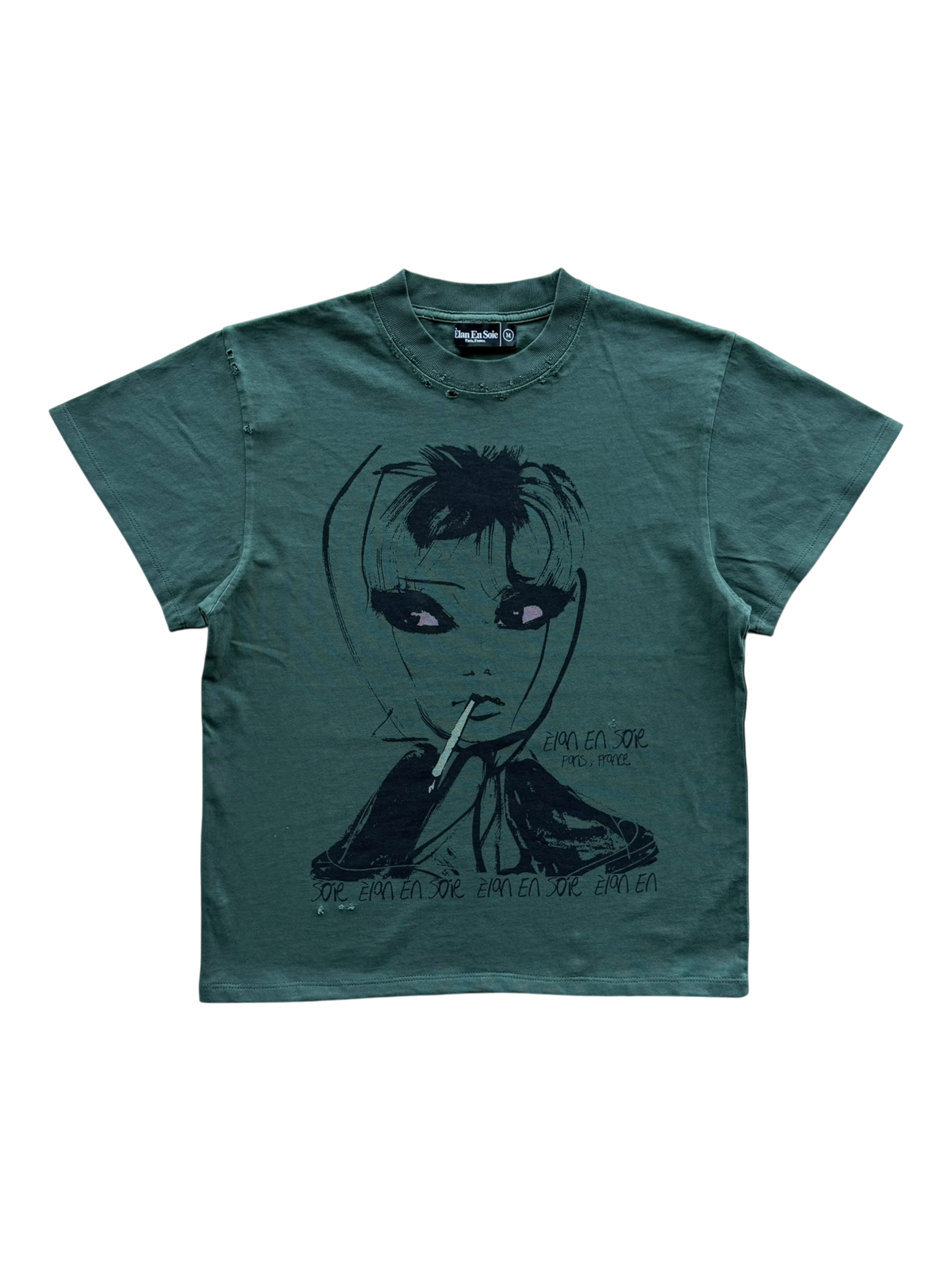Bad Habits Distressed Tee Forest Green