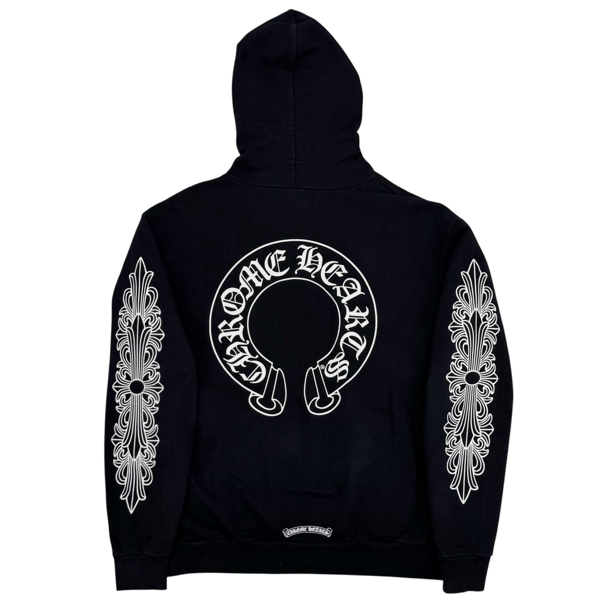 Chrome Hearts Horseshoe Floral Sleeve Black White Zip
