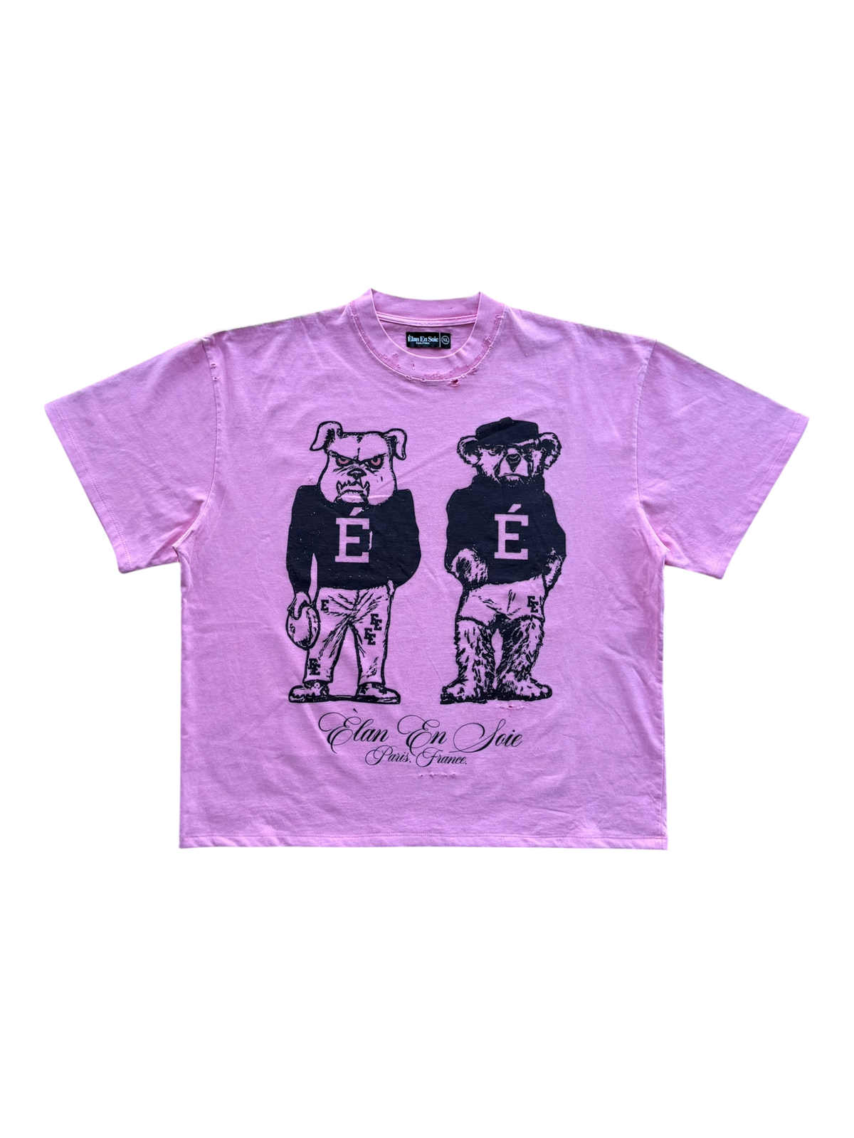 Varsity Bulldog Distressed Tee Pink