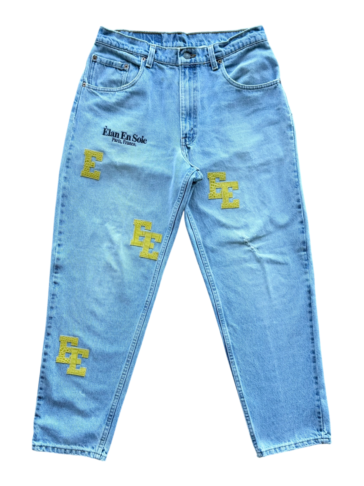Yellow Croc Patch Indigo Blue Jean
