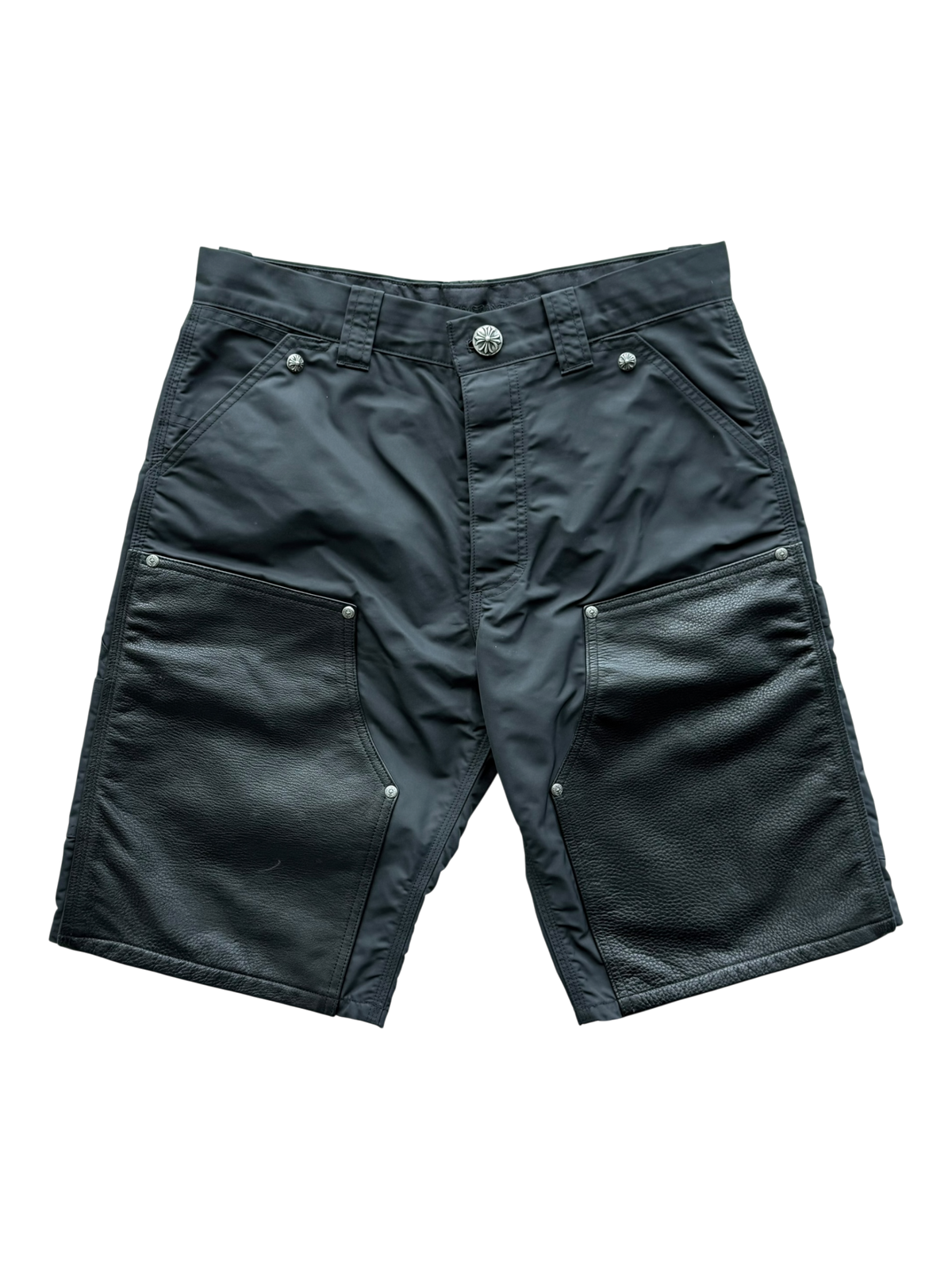 Black Nylon & Leather Carpenter Shorts