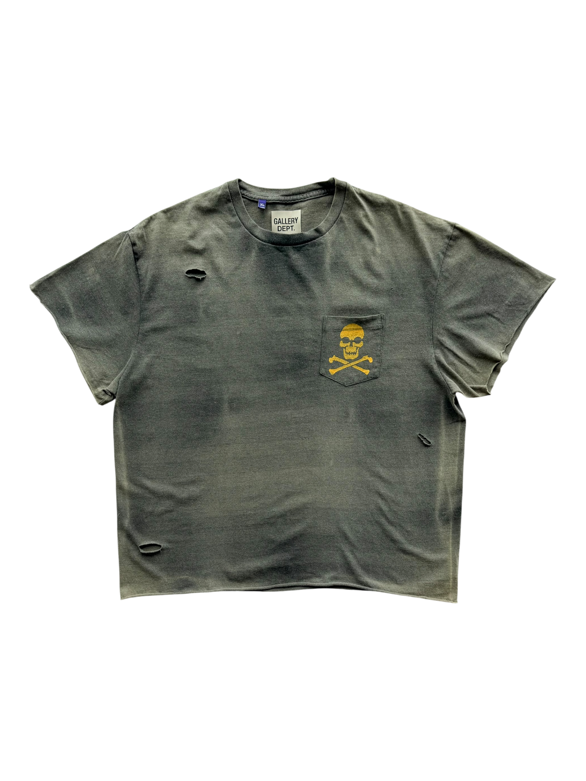 Faded Black Distressed Bones T-Shirt