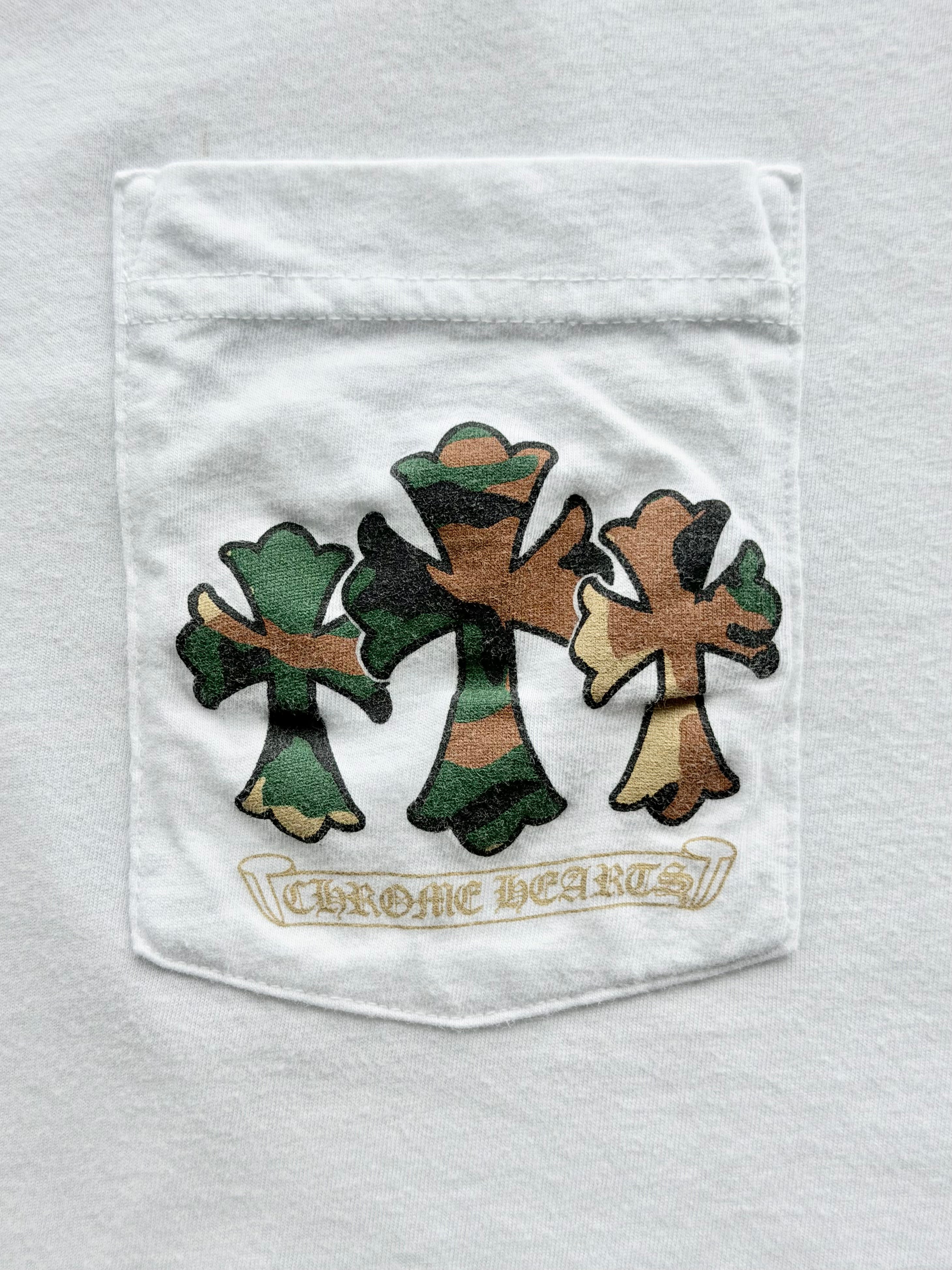 Triple Cross Horseshoe Logo Pocket T-Shirt White & Camo
