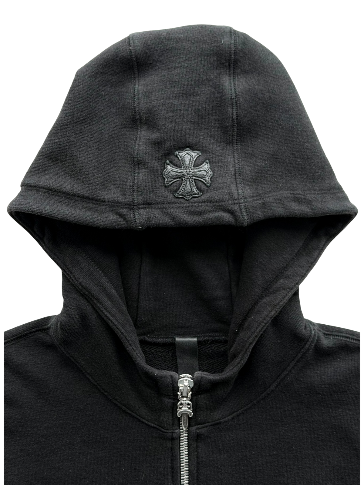 Plus Cross Patch Zip Up Hoodie Black