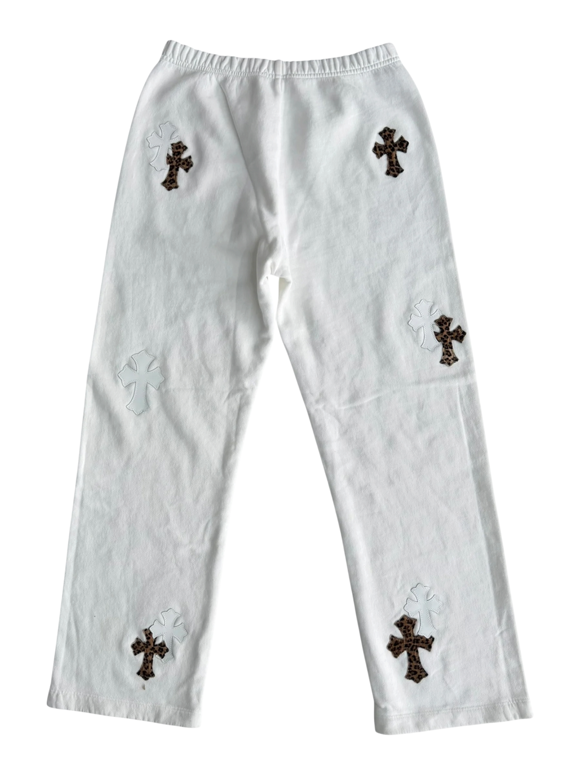 White Leopard Cross Patch Sweatpants