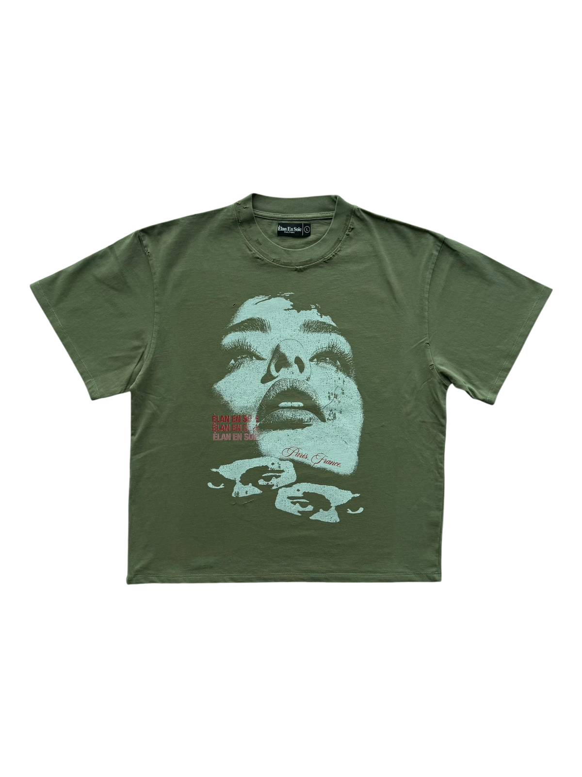 Sara Distressed Tee Olive