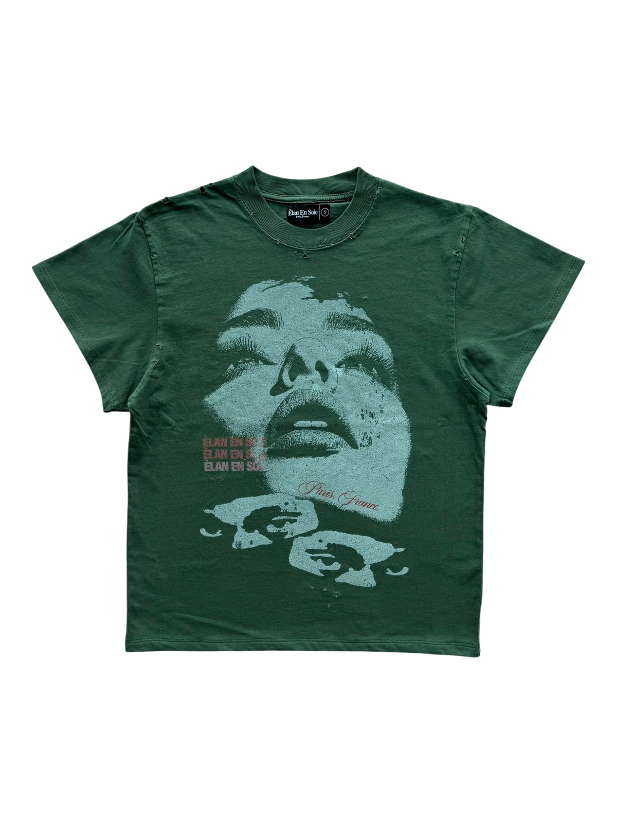 Sara Distressed Tee Forest Green