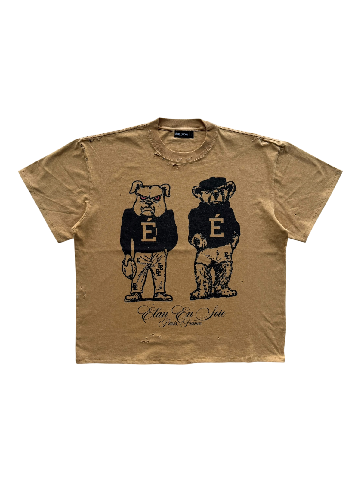 Varsity Bulldog Distressed Tee Yellow