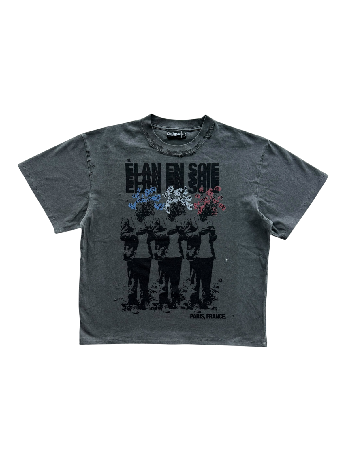 Bloom Distressed Tee Dark Grey
